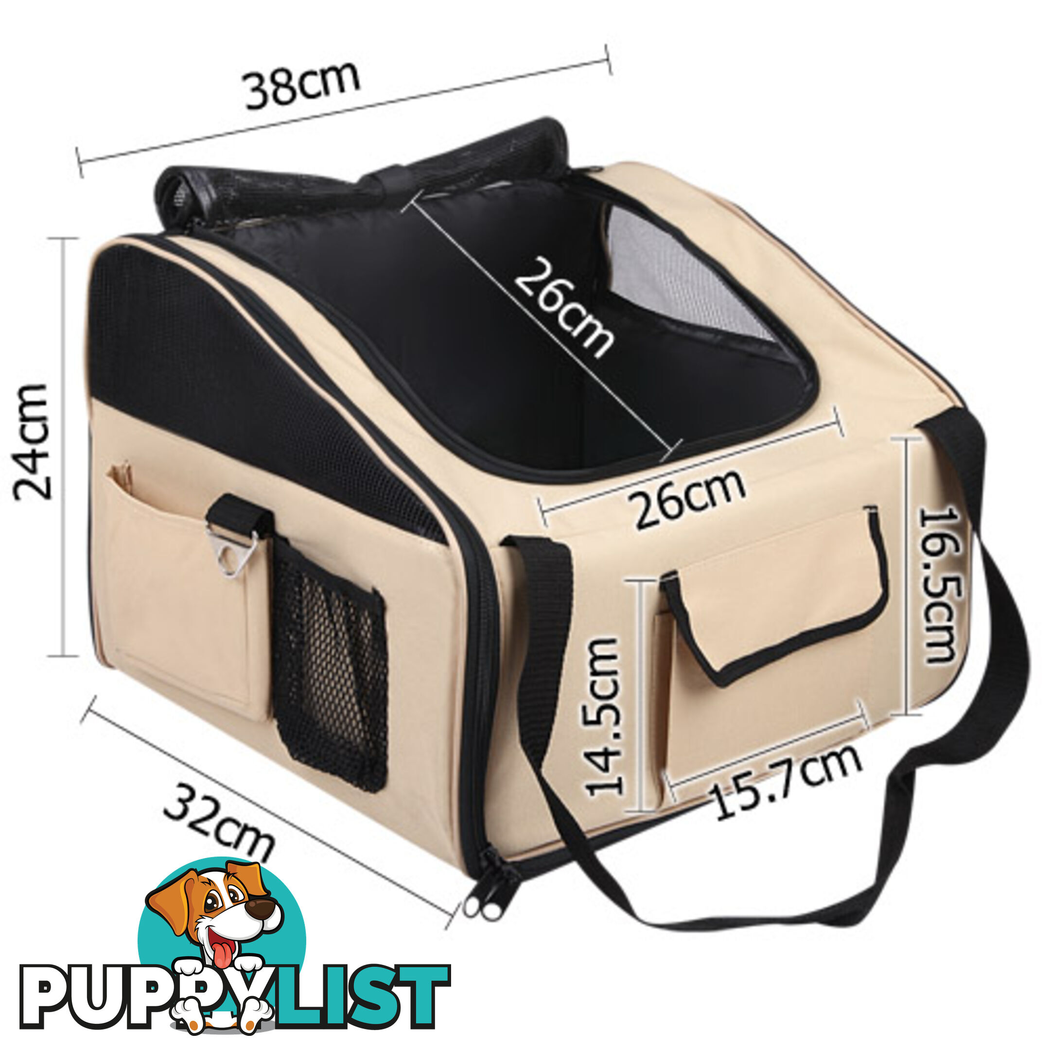 Pet Dog Cat Car Seat Carrier Travel Bag Small Beige