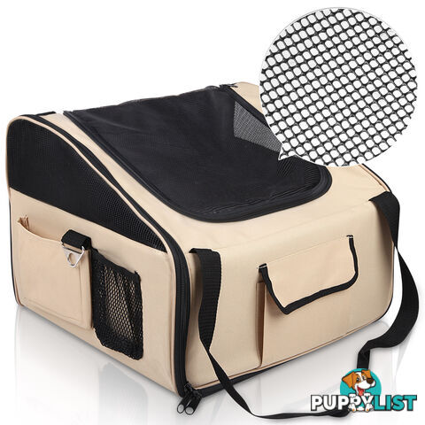 Pet Dog Cat Car Seat Carrier Travel Bag Small Beige