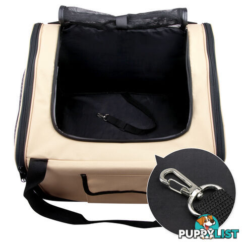 Pet Dog Cat Car Seat Carrier Travel Bag Small Beige