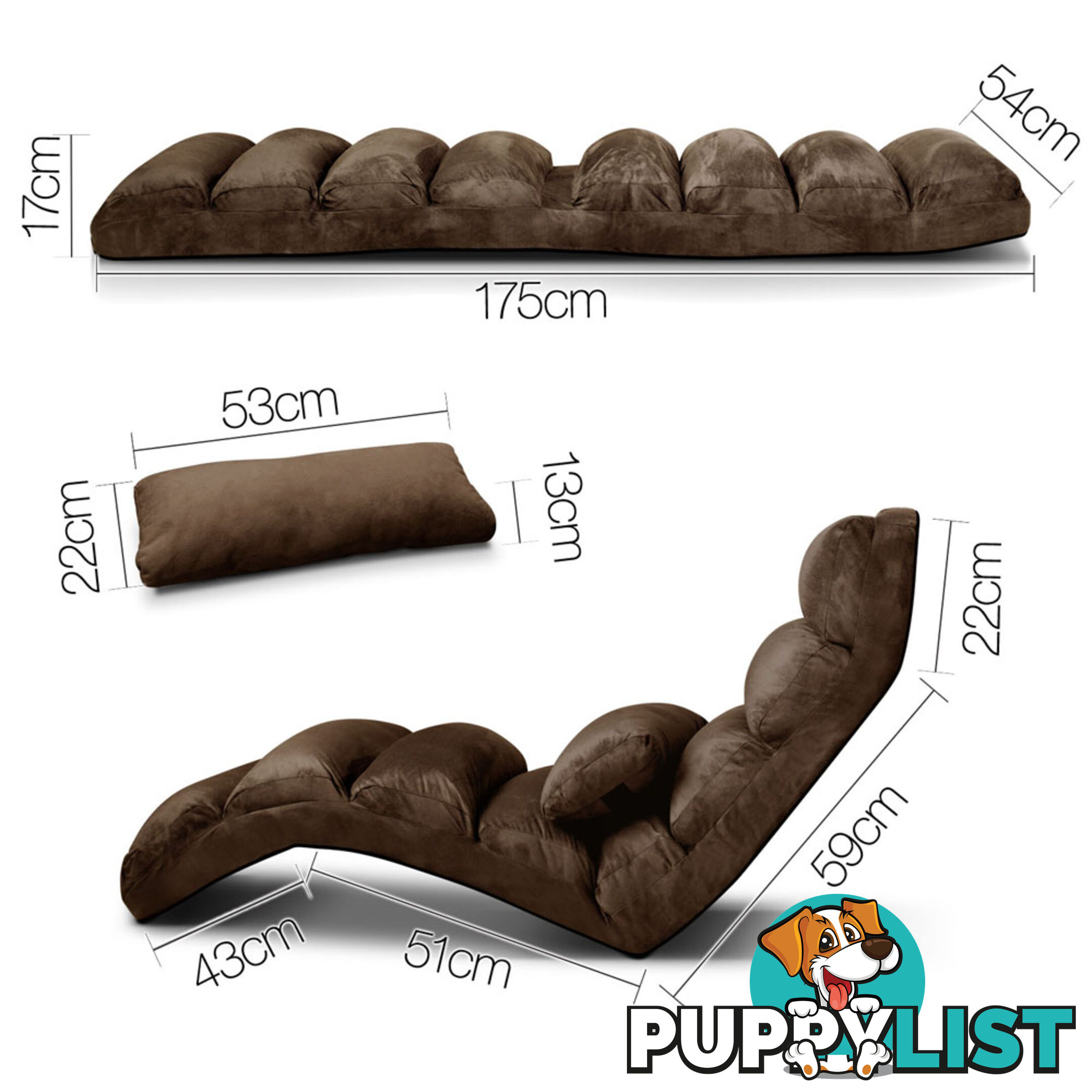 Lounge Sofa Chair - 75 Adjustable Angles _ Brown