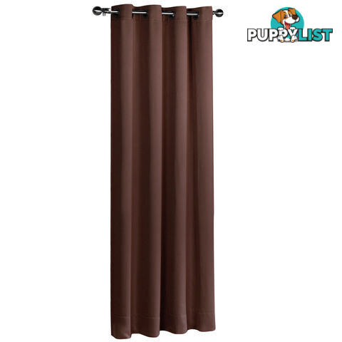 ArtQueen 3 Pass Eyelet Blockout Curtain Brown 300cm