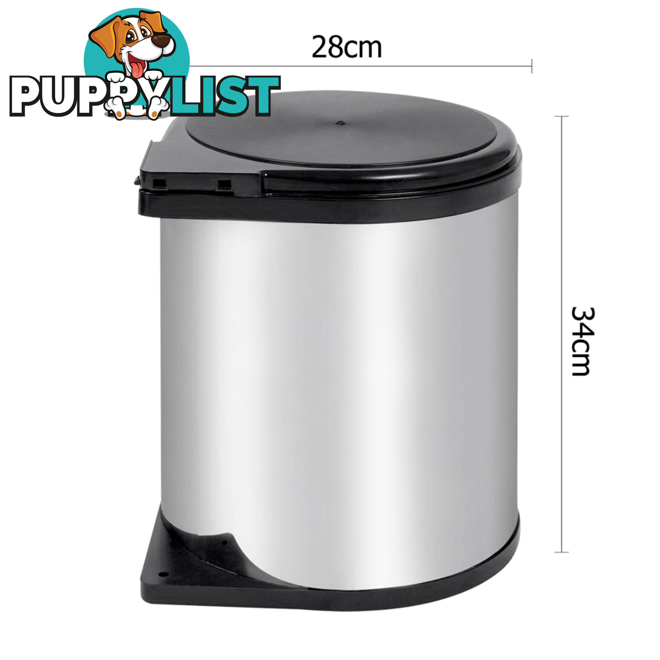 Swing Out Bin Kitchen Pull Out Garbage Waste Rubbish Trash Stainless Steel 14L