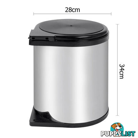 Swing Out Bin Kitchen Pull Out Garbage Waste Rubbish Trash Stainless Steel 14L