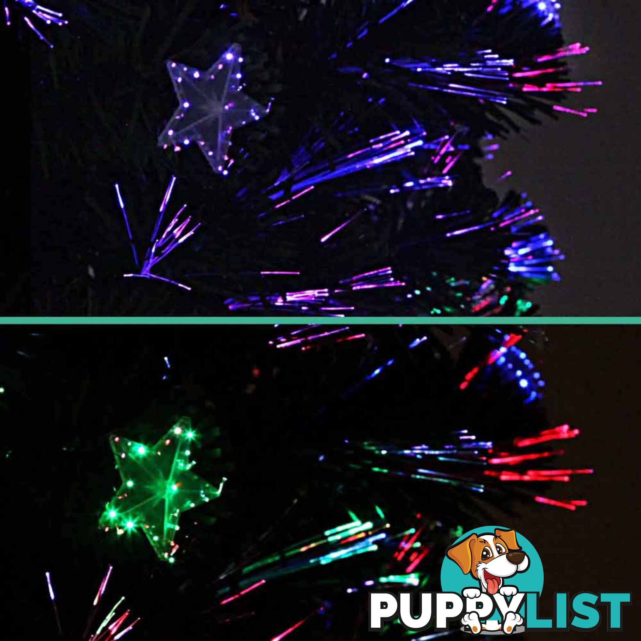 8FT Christmas Tree 320 LED Lights 2.4M Fabric Optic Xmas Home Decoration Green