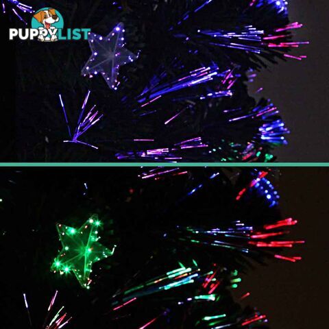 8FT Christmas Tree 320 LED Lights 2.4M Fabric Optic Xmas Home Decoration Green