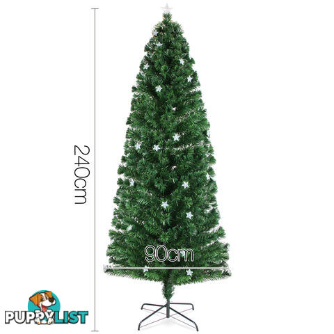 8FT Christmas Tree 320 LED Lights 2.4M Fabric Optic Xmas Home Decoration Green