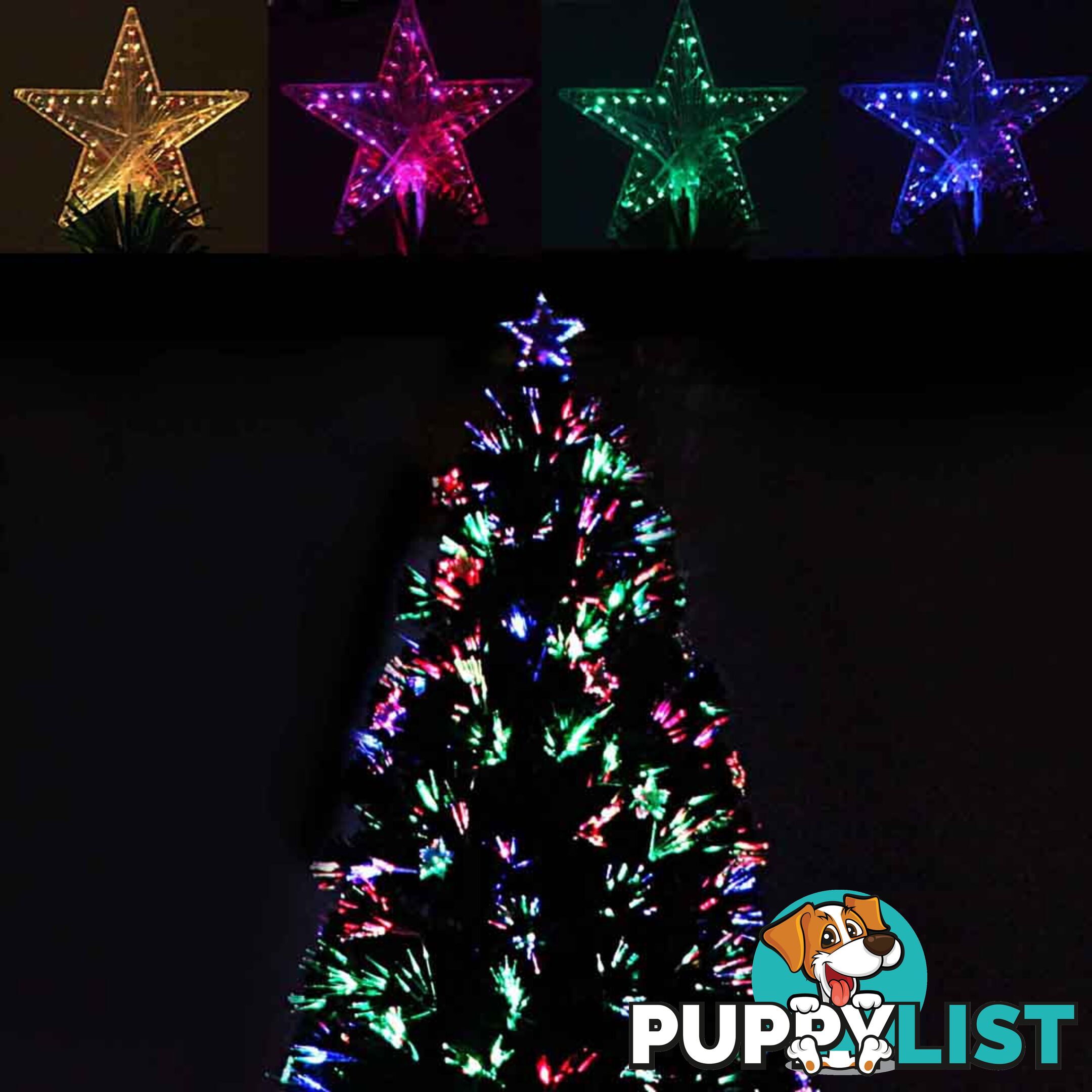 8FT Christmas Tree 320 LED Lights 2.4M Fabric Optic Xmas Home Decoration Green