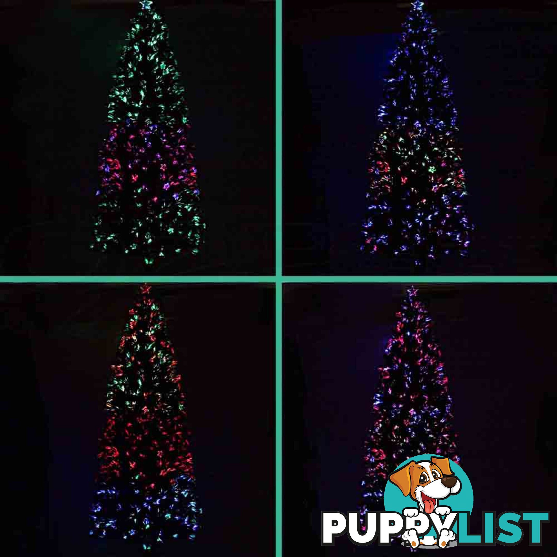 8FT Christmas Tree 320 LED Lights 2.4M Fabric Optic Xmas Home Decoration Green