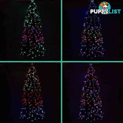 8FT Christmas Tree 320 LED Lights 2.4M Fabric Optic Xmas Home Decoration Green