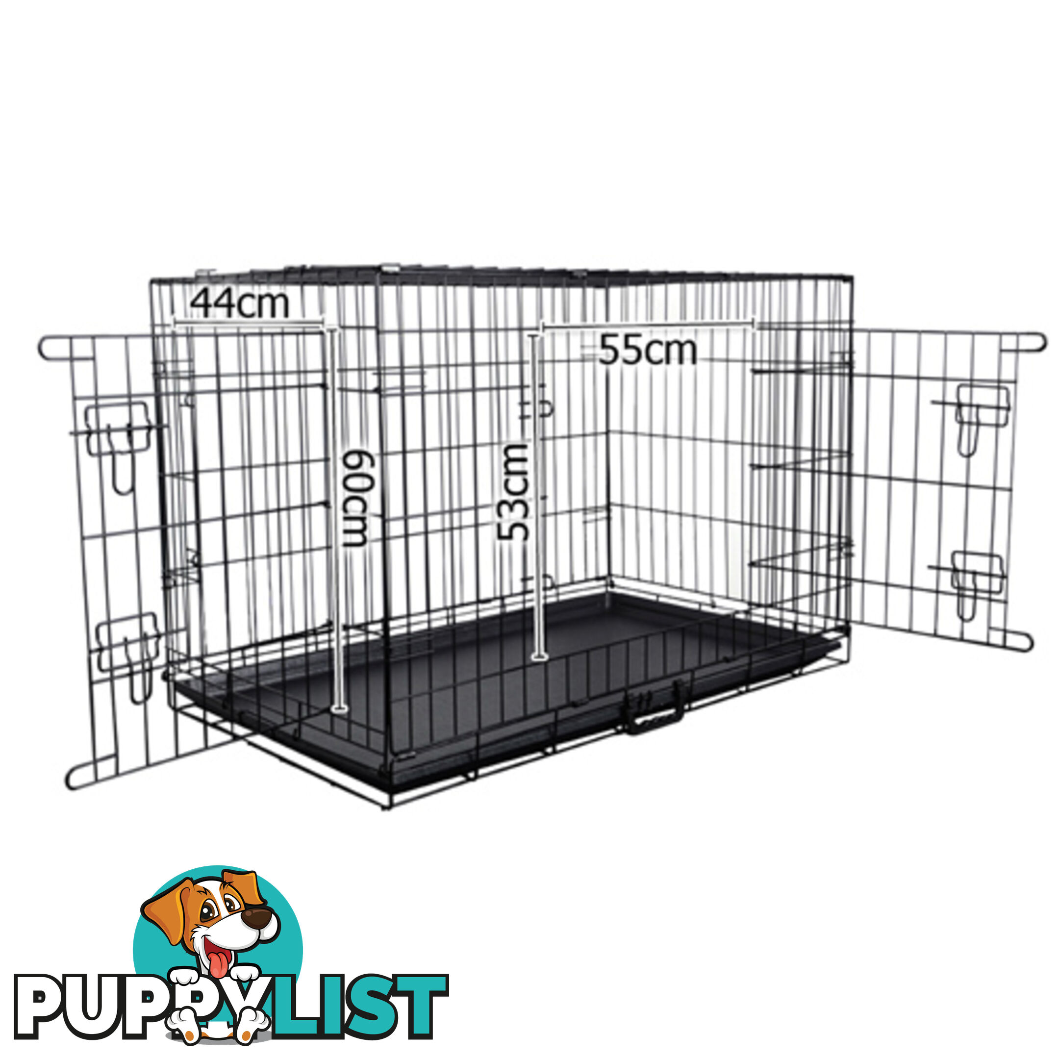 48&#34; Foldable Dog Cage Portable Crate Metal Fold Up Pet Cat Puppy House Kennel