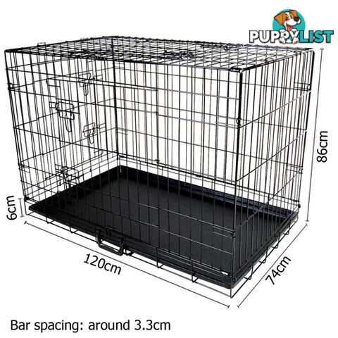 48&#34; Foldable Dog Cage Portable Crate Metal Fold Up Pet Cat Puppy House Kennel