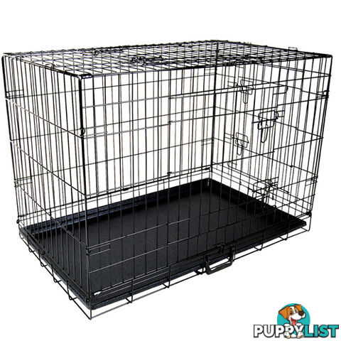 48&#34; Foldable Dog Cage Portable Crate Metal Fold Up Pet Cat Puppy House Kennel