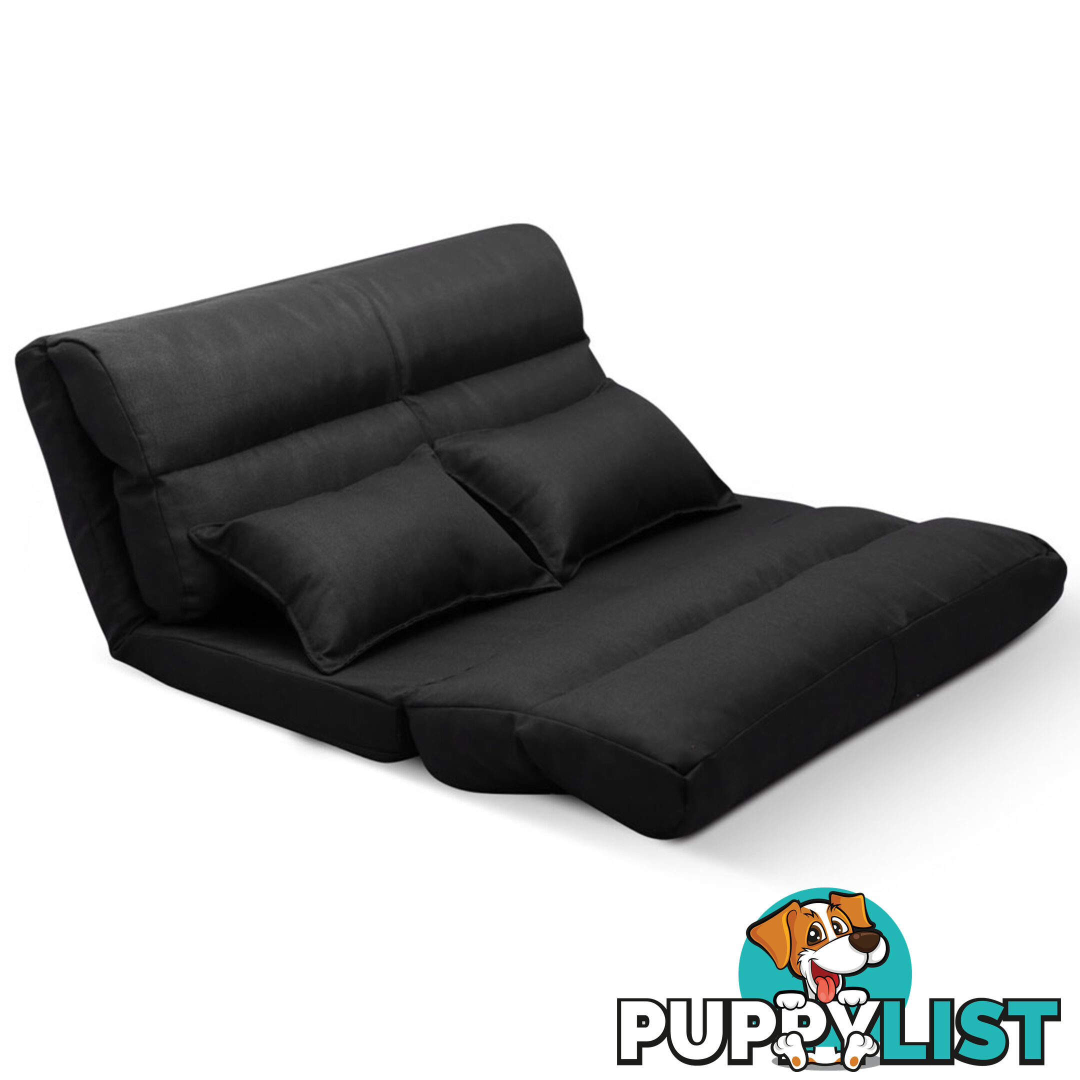 Double Size Adjustable Lounge Sofa - 5 positions Black