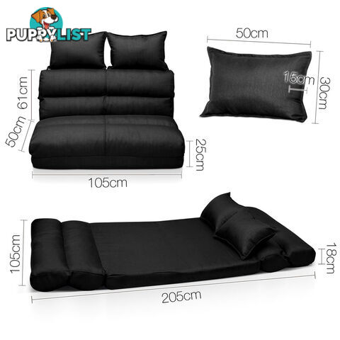 Double Size Adjustable Lounge Sofa - 5 positions Black