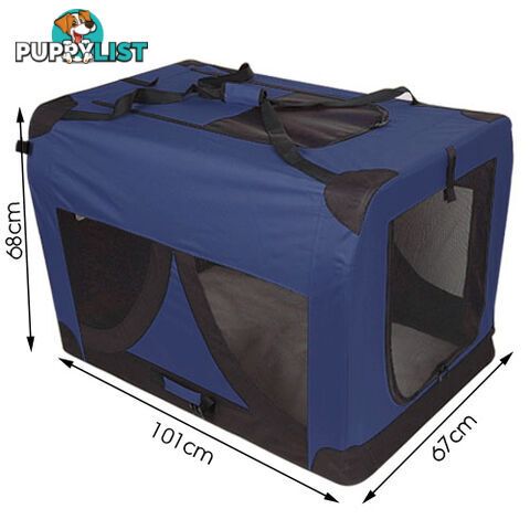 XL Pet Soft Cage Puppy Dog Cat Collapsible Crate Carrier Foldable Kennel Blue