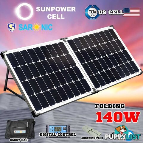 12V 140W Folding Solar Panel Kit Caravan Boat Camping Power Mono Charging Home