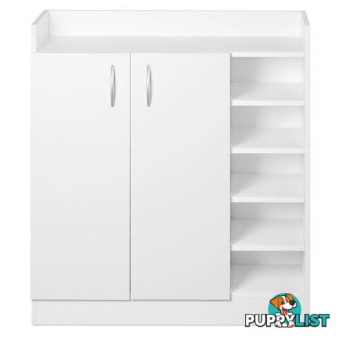 2 Doors Shoe Cabinet Storage Cupboard White