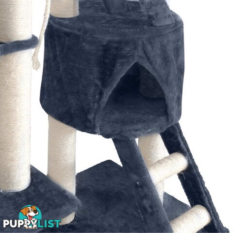 244cm Cat Scratching Poles Tree Kitten Post Pet Tower Gym House Condo Dark Grey