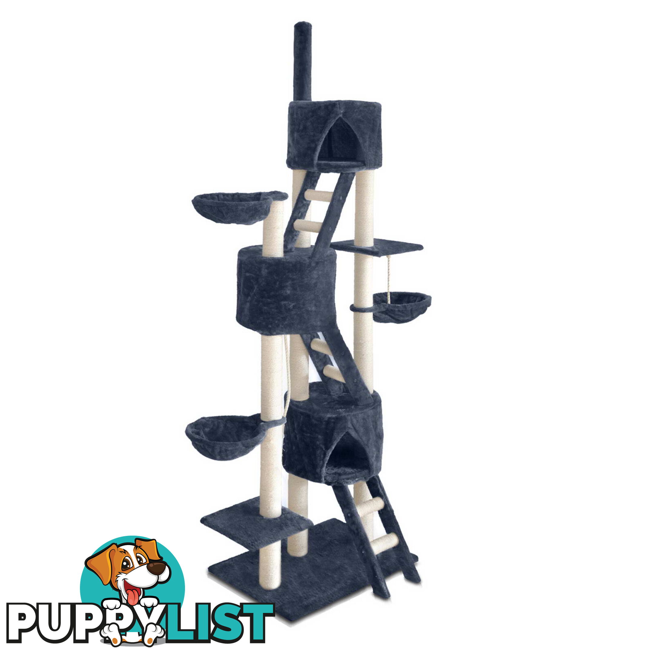 244cm Cat Scratching Poles Tree Kitten Post Pet Tower Gym House Condo Dark Grey