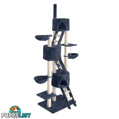 244cm Cat Scratching Poles Tree Kitten Post Pet Tower Gym House Condo Dark Grey