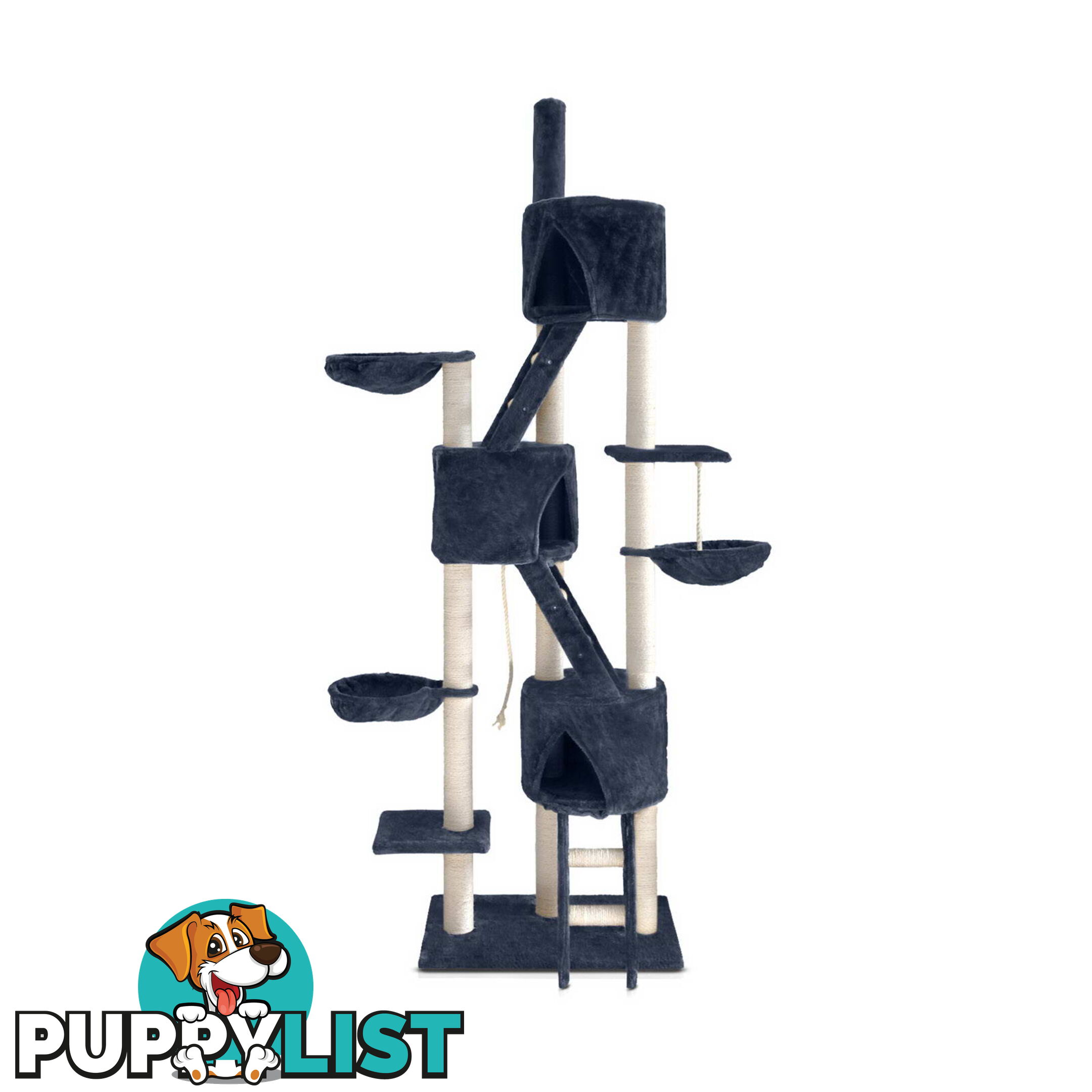 244cm Cat Scratching Poles Tree Kitten Post Pet Tower Gym House Condo Dark Grey