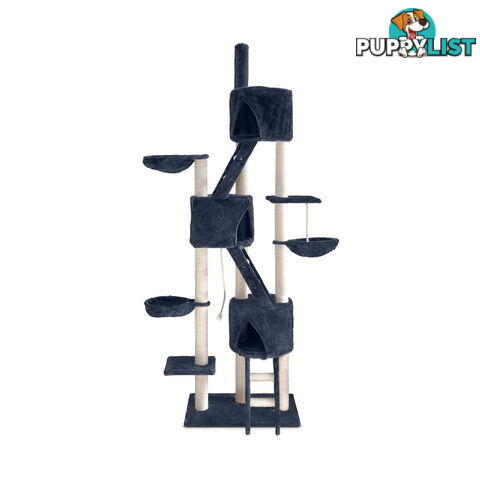 244cm Cat Scratching Poles Tree Kitten Post Pet Tower Gym House Condo Dark Grey