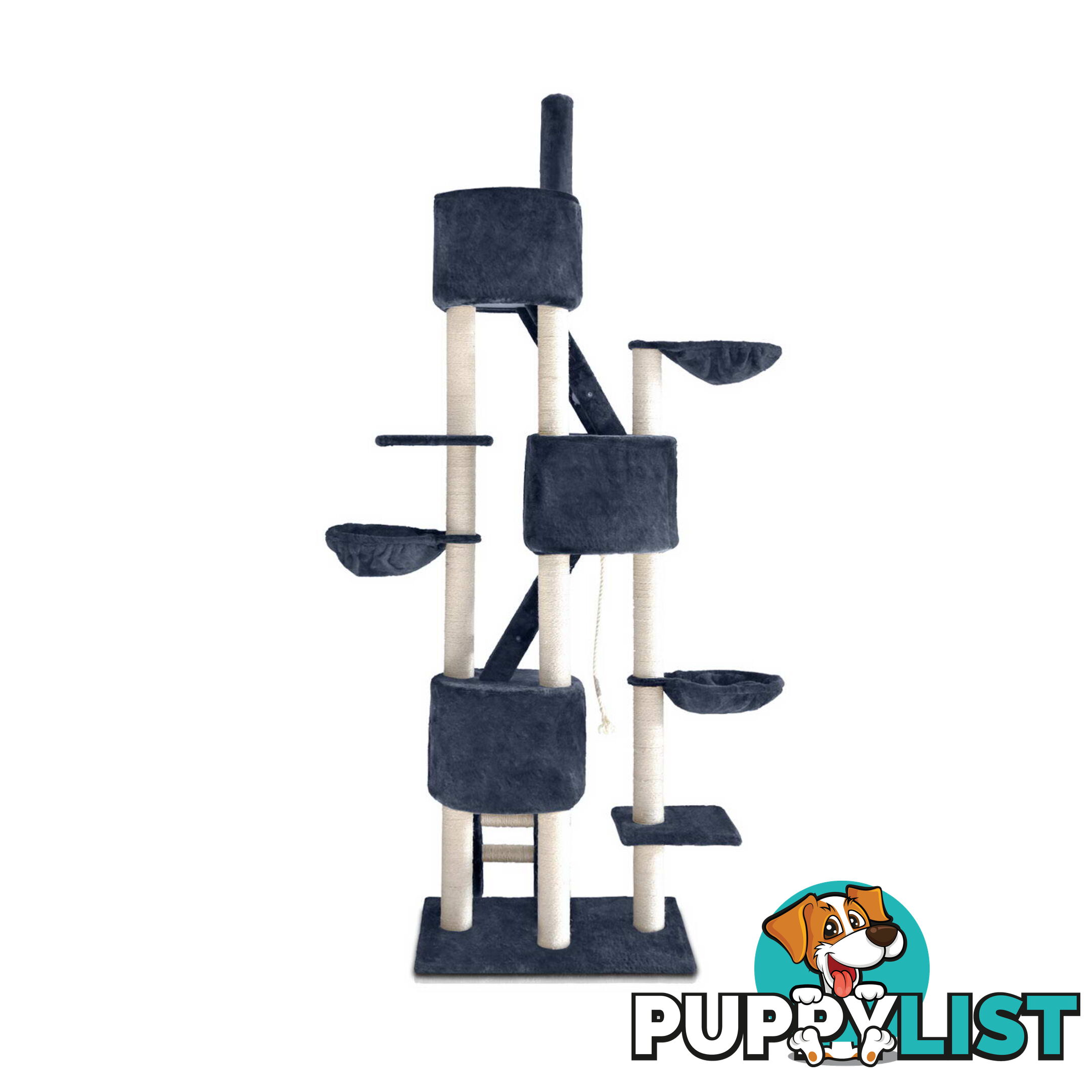 244cm Cat Scratching Poles Tree Kitten Post Pet Tower Gym House Condo Dark Grey