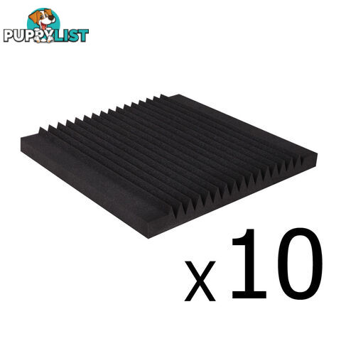 Set of 10 Studio Acoustic Foam Tile Wedge Black 50 x 50 x 5cm