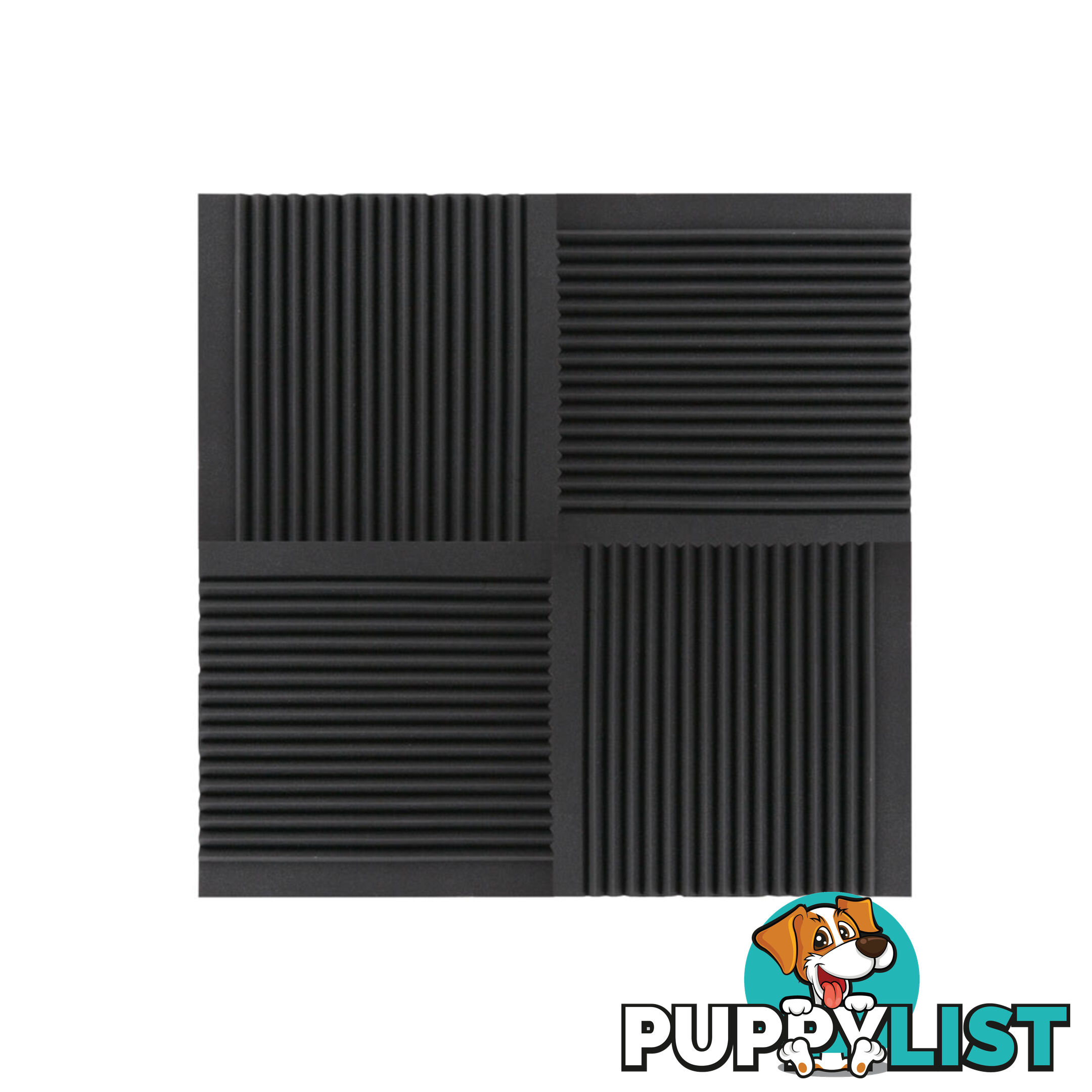 Set of 10 Studio Acoustic Foam Tile Wedge Black 50 x 50 x 5cm