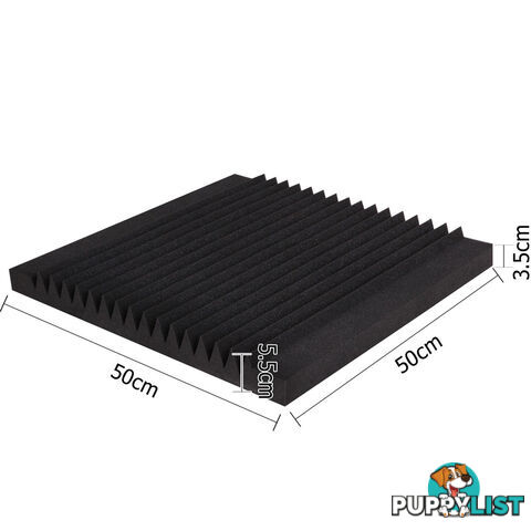 Set of 10 Studio Acoustic Foam Tile Wedge Black 50 x 50 x 5cm