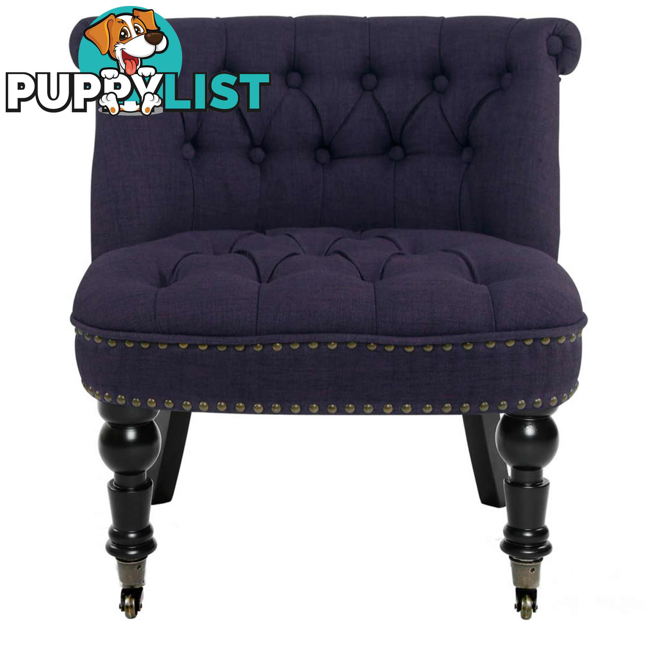 Lorraine Chair French Provincial Linen Fabric Sofa Dark Purple