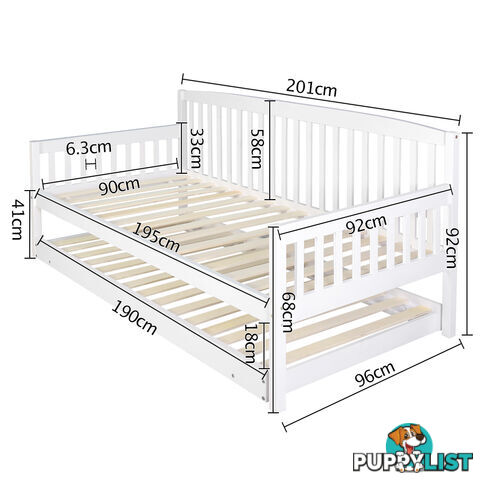 Wooden Sofa Bed Frame Single White