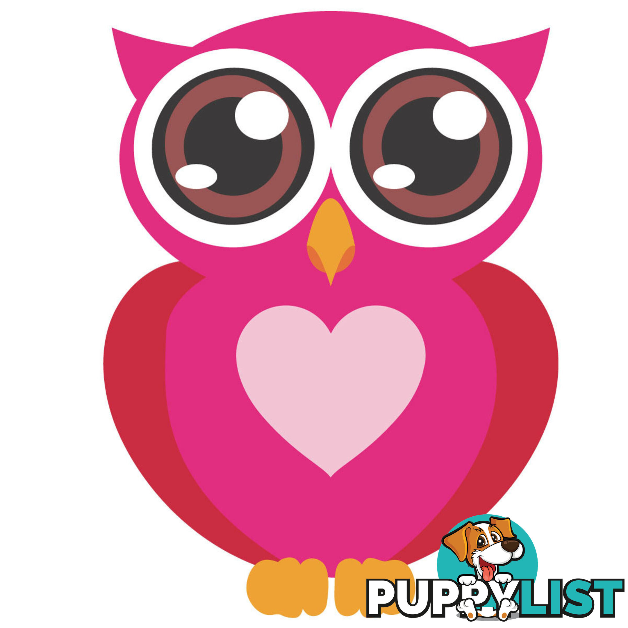 Pink Owl with Big Eyes Wall Stickers - Totally Movable