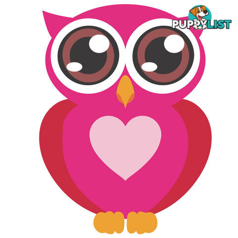 Pink Owl with Big Eyes Wall Stickers - Totally Movable