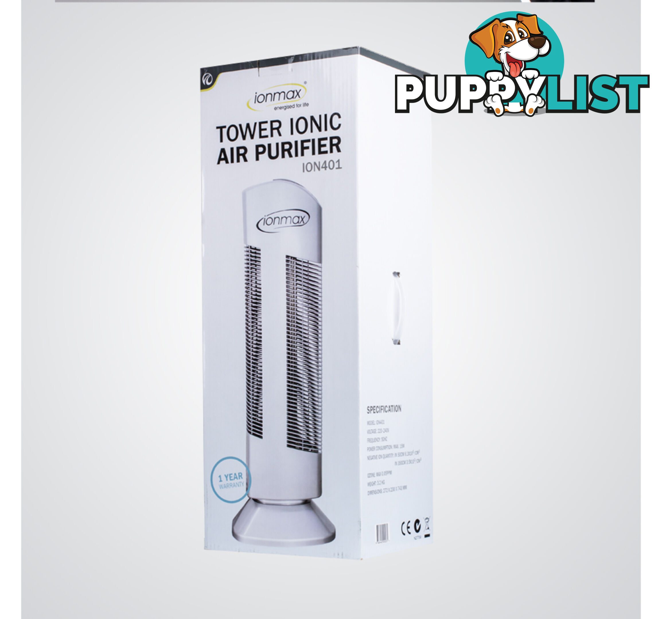 Ionmax¬ Tower Air Purifier Silver