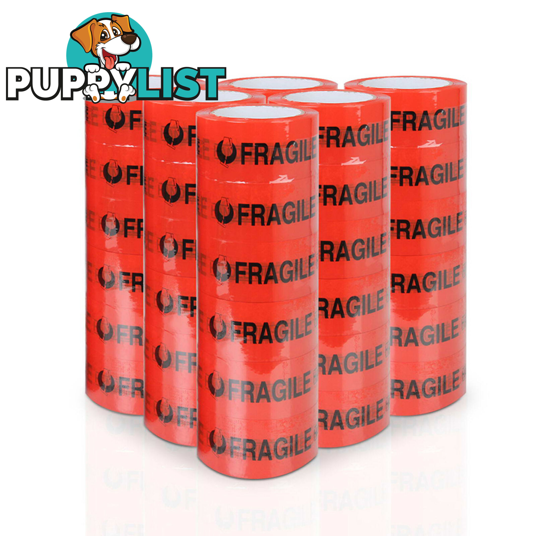 36 Rolls Fragile Tape 48mm x 75m Shipping Box Carton Packaging Sticky Red