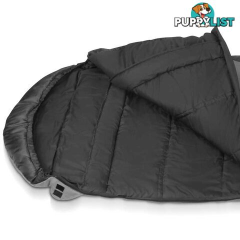 2 x Sleeping Bag Twin Outdoor Camping Thermal Tent Hiking -10_ Grey Black