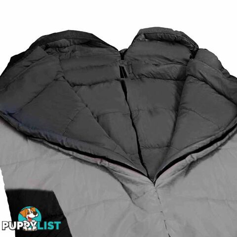 2 x Sleeping Bag Twin Outdoor Camping Thermal Tent Hiking -10_ Grey Black