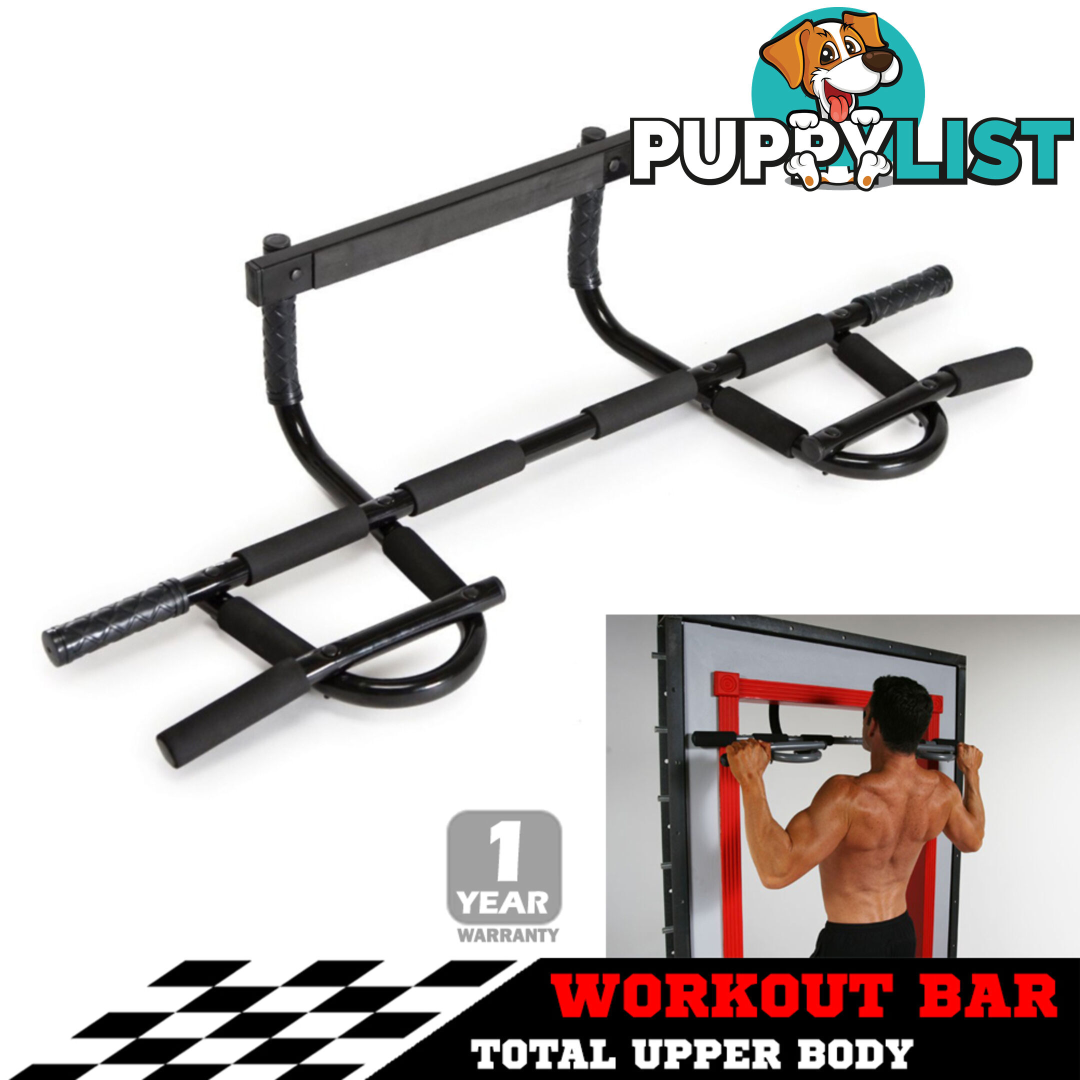 Portable Chin Up Workout Bar Home Door Pull Up Abs Exercise Doorway Wall Fitness