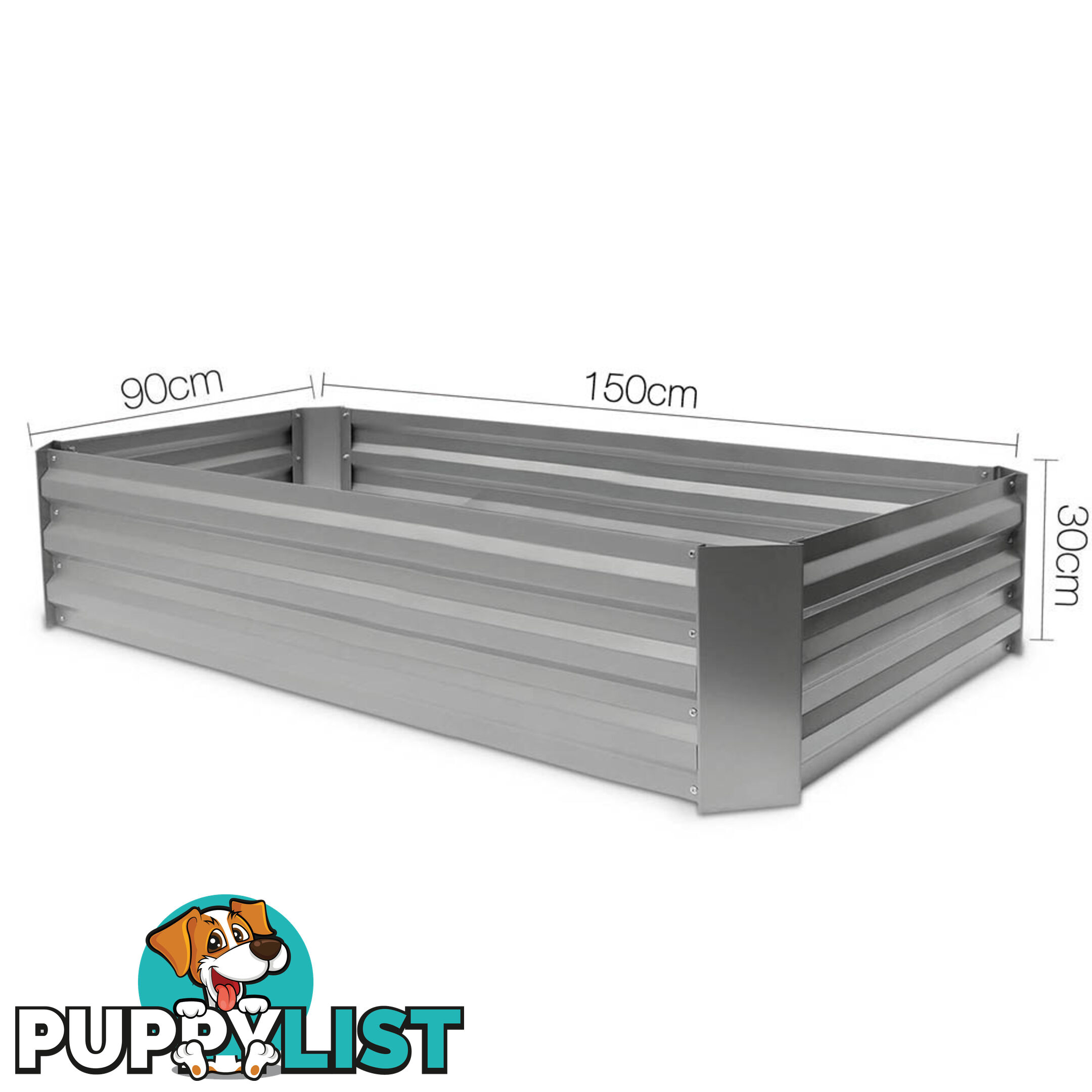 Raised Garden Bed Galvanised Steel 150x90x30cm Elevated Instant Planter White