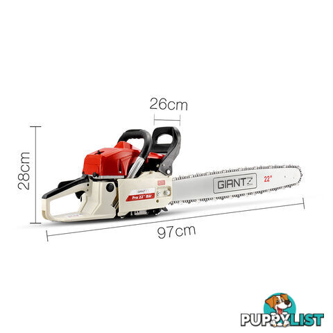 22'' Petrol Chainsaw 62cc E-start Bar Commercial Pruner Tree Log Chain Saw