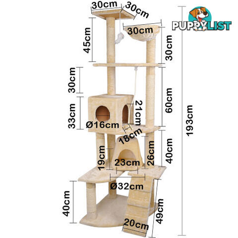 Multi Level Cat Scratching Poles Tree Scratcher Post Pet Toy Ladder Beige