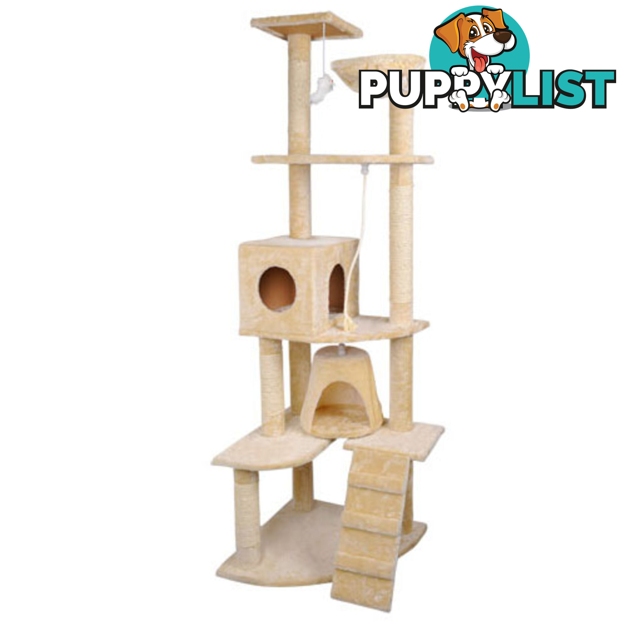 Multi Level Cat Scratching Poles Tree Scratcher Post Pet Toy Ladder Beige