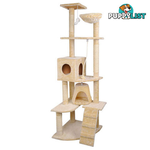 Multi Level Cat Scratching Poles Tree Scratcher Post Pet Toy Ladder Beige