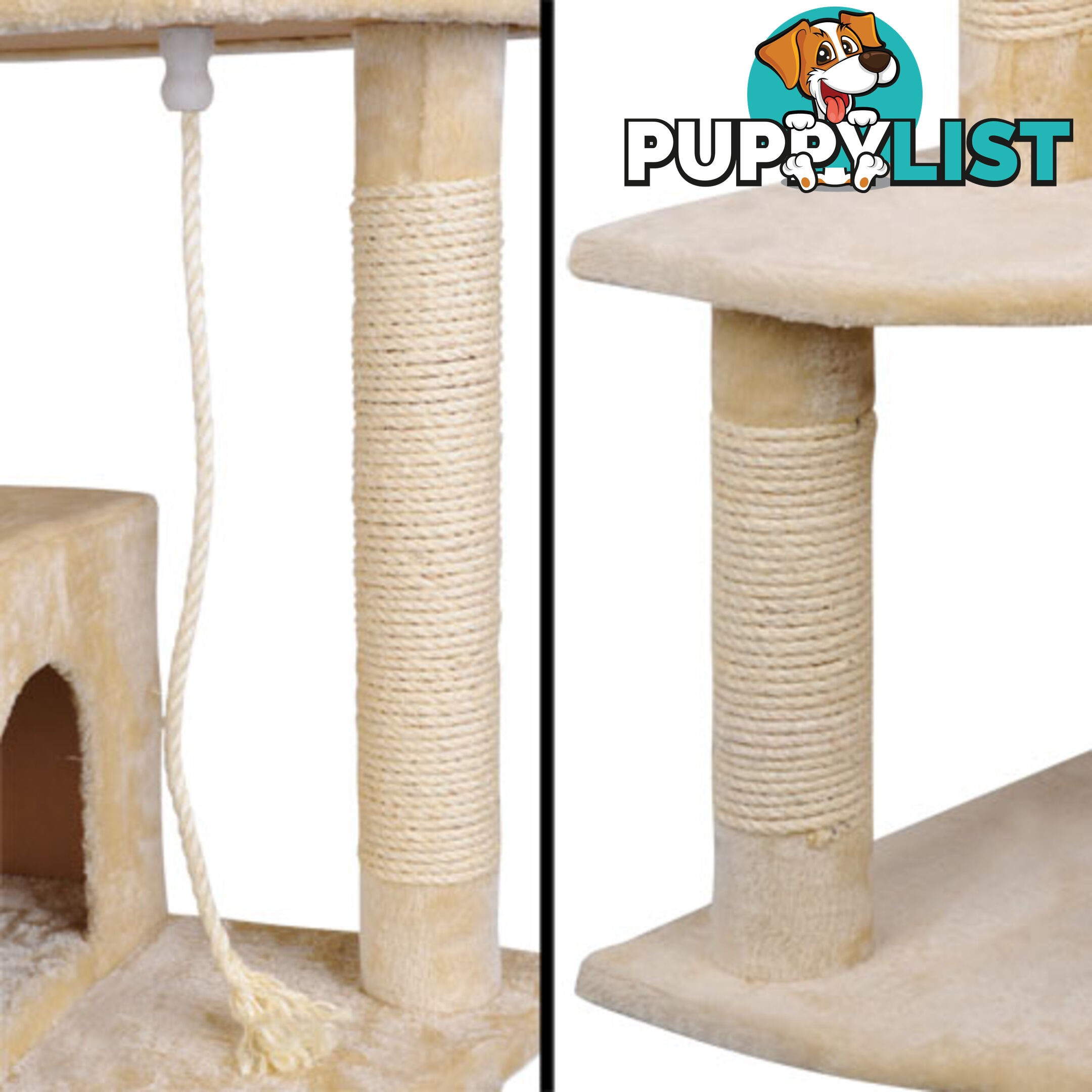 Multi Level Cat Scratching Poles Tree Scratcher Post Pet Toy Ladder Beige