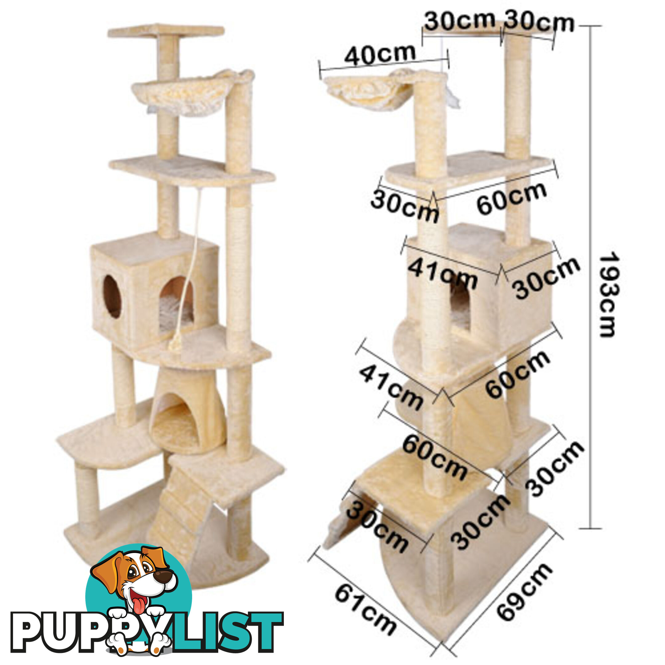 Multi Level Cat Scratching Poles Tree Scratcher Post Pet Toy Ladder Beige