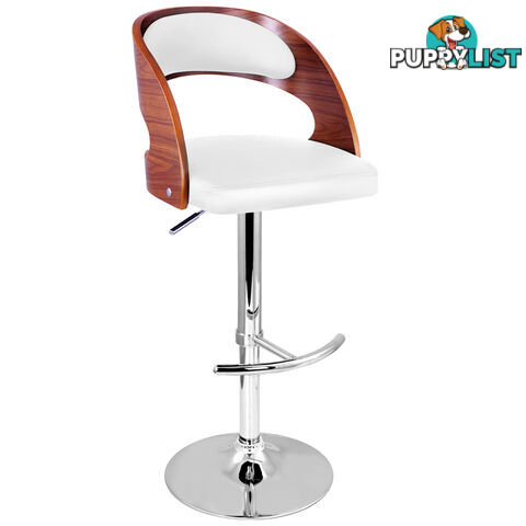 PU Leather Wooden Kitchen Bar Stool Padded Seat White