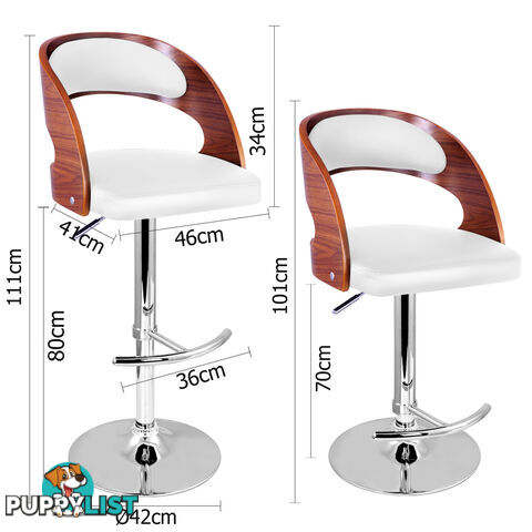 PU Leather Wooden Kitchen Bar Stool Padded Seat White