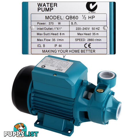 Electric Clean Water Pump 35L/Min 1/2/HP