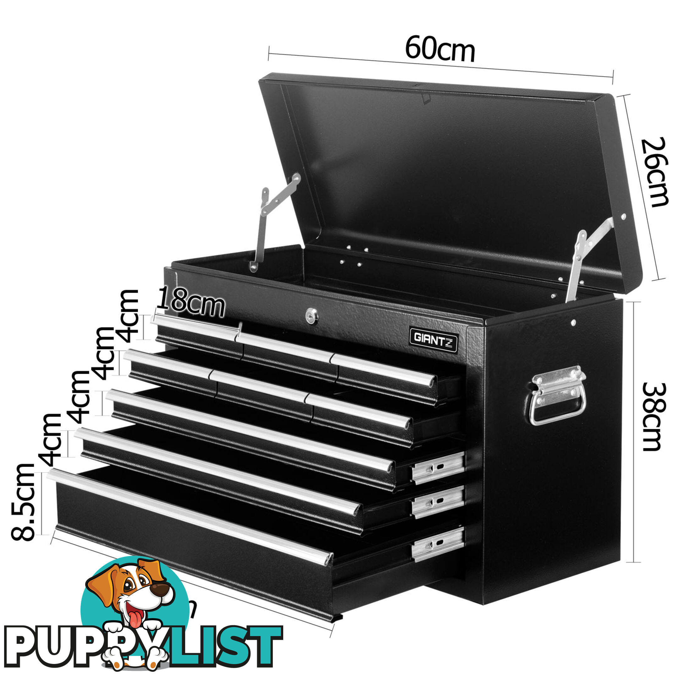 9 Drawers Tool Box Chest Black